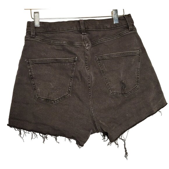 Wild Fable Women's 10 Button Fly Stretch Curvy Shorts Cut Off Faded Black Distre - Picture 2 of 5